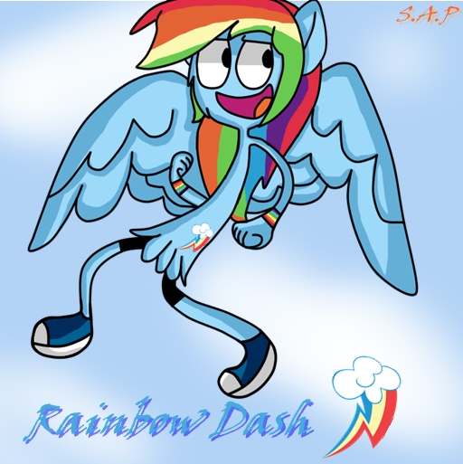 Size: 512x513 | Tagged: safe, artist:sweetapplerain, derpibooru import, rainbow dash, alien, pegasus, pony, clothes, cloud, converse, cutie mark, image, jpeg, shoes, sky, solo, wander over yonder