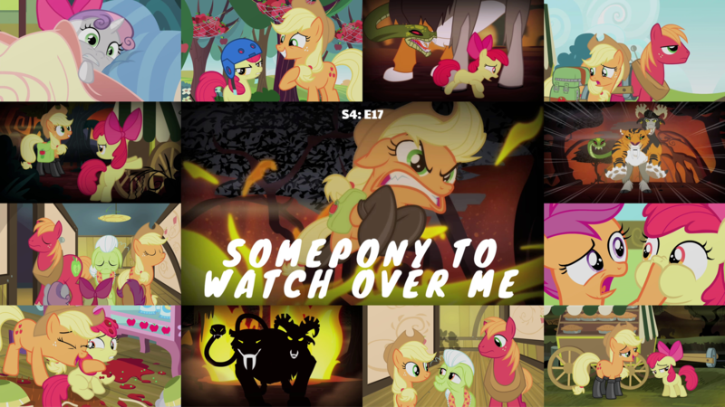 Size: 1986x1118 | Tagged: safe, derpibooru import, edit, edited screencap, editor:quoterific, screencap, apple bloom, applejack, big macintosh, chimera sisters, granny smith, scootaloo, sweetie belle, chimera, somepony to watch over me, cutie mark, cutie mark crusaders, image, multiple heads, png, three heads