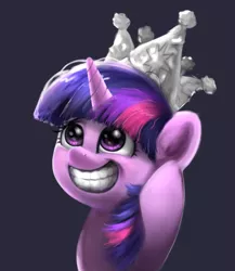 Size: 1605x1853 | Tagged: safe, artist:xyq, derpibooru import, twilight sparkle, pony, unicorn, sparkle's seven, adorkable, crown, cute, dork, female, hard-won helm of the sibling supreme, human teeth, image, jewelry, mare, png, regalia, smiling, solo, twiabetes