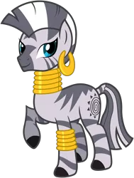 Size: 5498x7286 | Tagged: safe, artist:stabzor, derpibooru import, zecora, zebra, bracelet, ear piercing, earring, female, image, jewelry, leg rings, neck rings, piercing, png, raised hoof, simple background, solo, .svg available, transparent background, vector