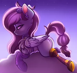 Size: 3907x3738 | Tagged: safe, artist:vetta, derpibooru import, kerfuffle, pegasus, pony, rainbow roadtrip, amputee, butt, clothes, female, image, mare, png, prosthetic limb, prosthetics, sky, socks, solo