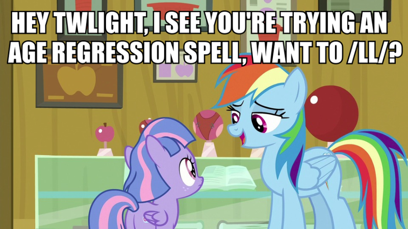 Size: 900x506 | Tagged: suggestive, derpibooru import, edit, edited screencap, screencap, rainbow dash, wind sprint, pegasus, pony, common ground, caption, female, image, image macro, implied foalcon, mare, png, text, underage