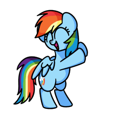 Size: 500x500 | Tagged: safe, artist:sugar morning, derpibooru import, rainbow dash, pegasus, pony, adorkable, animated, bipedal, cute, dancing, dashabetes, derpibooru exclusive, dork, eyes closed, female, frame by frame, gif, image, mare, simple background, solo, transparent background, weapons-grade cute