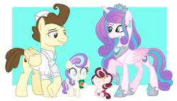 Size: 3777x2151 | Tagged: safe, artist:interstellar-quartz, derpibooru import, pound cake, princess flurry heart, oc, oc:valentina sweetness, oc:wintry romance, pony, baby, baby pony, female, image, male, offspring, older, parent:pound cake, parent:princess flurry heart, parents:poundflurry, png, poundflurry, shipping, straight