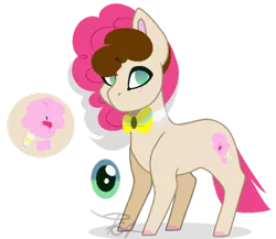 Size: 1024x887 | Tagged: safe, artist:jaysey, artist:pegasister64, derpibooru import, oc, oc:ice cream sandwich, earth pony, pony, base used, bowtie, female, image, mare, no pupils, offspring, parent:cheese sandwich, parent:pinkie pie, parents:cheesepie, png, reference sheet, simple background, solo, transparent background