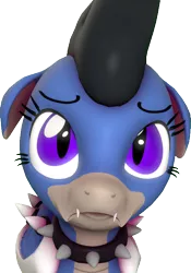 Size: 504x720 | Tagged: source needed, safe, artist:knexpaerdz, derpibooru import, oc, oc:astre de noire, hybrid, original species, pony, fangs, floppy ears, image, png, sad, simple background, spikes, transparent background