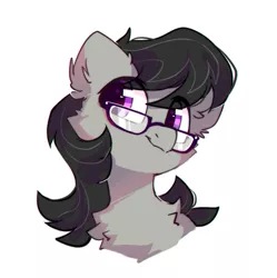 Size: 1105x1109 | Tagged: safe, artist:mirtash, derpibooru import, octavia melody, earth pony, pony, bust, cheek fluff, chest fluff, cute, ear fluff, fluffy, glasses, image, jpeg, simple background, solo, tavibetes, white background