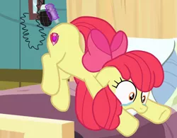 Size: 1708x1334 | Tagged: safe, artist:gmaplay, derpibooru import, apple bloom, earth pony, pony, bloom butt, butt, crying, image, injection, literal butthurt, magic, misleading thumbnail, older, older apple bloom, pain, png, solo, syringe, tears of pain, teary eyes, telekinesis, vaccination
