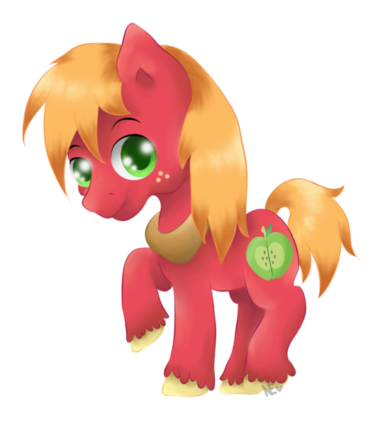 Size: 791x874 | Tagged: safe, artist:avelineh, derpibooru import, big macintosh, pony, image, male, png, raised hoof, simple background, solo, teenage big macintosh, teenager, transparent background, younger