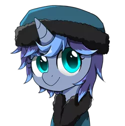 Size: 1920x1925 | Tagged: safe, artist:ce2438, derpibooru import, oc, oc:moonlight toccata, unofficial characters only, unicorn, clothes, coat, female, hat, image, png, simple background, transparent background, winter clothes