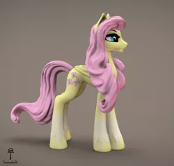 Size: 1515x1440 | Tagged: safe, artist:teonanakatle, derpibooru import, fluttershy, pony, 3d, cute, image, png, shyabetes, skinny, slender, solo, tall