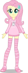 Size: 1024x2617 | Tagged: safe, artist:edy_january, artist:efk-san, derpibooru import, fluttershy, rabbit, equestria girls, equestria girls series, animal, clothes, cyrillic, image, jacket, long socks, natasha shakovich, pajamas, pink, png, russia, russian, socks, solo, striped socks, thigh highs