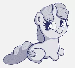 Size: 638x583 | Tagged: safe, artist:heretichesh, derpibooru import, oc, oc:lucky leaf, unofficial characters only, pony, unicorn, amputee, female, filly, happy, image, lying down, monochrome, png, prone, quadruple amputee, sketch, smiling, solo