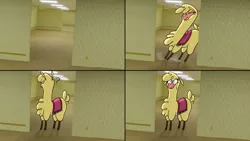 Size: 1920x1080 | Tagged: safe, artist:hitsuji, derpibooru import, paprika paca, alpaca, them's fightin' herds, backrooms, cloven hooves, comic, community related, female, image, nervous, overpaint, png, question mark, solo
