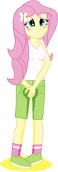 Size: 266x785 | Tagged: suggestive, artist:piddleshy, artist:stargrazer, artist:wolf, derpibooru import, fluttershy, equestria girls, blushing, breasts, clothes, desperation, embarrassed, female, hairpin, image, need to pee, omorashi, peeing in pants, pissing, pissing on self, png, potty emergency, potty time, shoes, shorts, socks, solo, solo female, tanktop, this will end in diapers, trace, urine, wet clothes, wetting