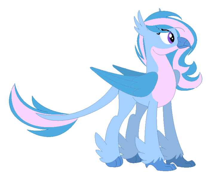 Size: 772x656 | Tagged: safe, artist:rubyg242, derpibooru import, oc, oc:river, classical hippogriff, hippogriff, hippogriffon, hybrid, female, image, interspecies offspring, offspring, parent:gallus, parents:gallstream, parent:silverstream, png, simple background, solo, transparent background