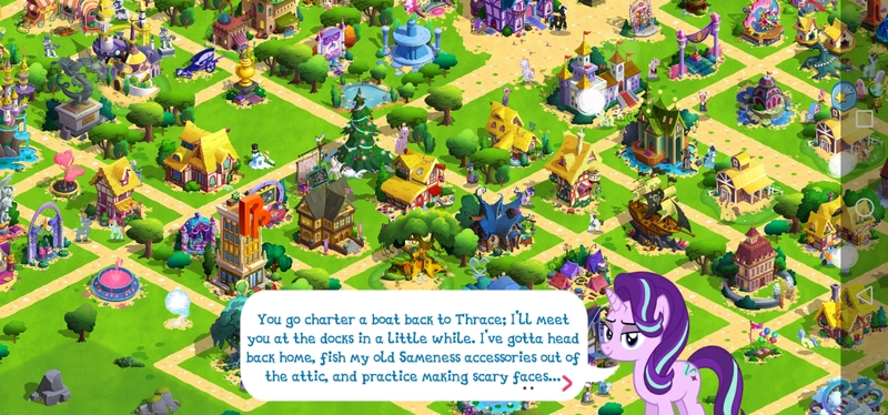 Size: 2312x1080 | Tagged: safe, derpibooru import, screencap, buck withers, hondo flanks, luster dawn, soarin', starlight glimmer, tender taps, twilight sparkle, twilight sparkle (alicorn), alicorn, pony, unicorn, game screencap, gameloft, image, jpeg