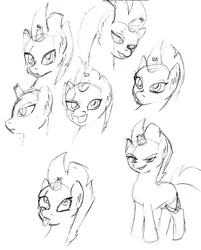 Size: 500x623 | Tagged: safe, artist:emilou1985, derpibooru import, tempest shadow, pony, image, jpeg, monochrome, sketch, solo