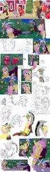 Size: 2456x8400 | Tagged: safe, artist:eveeka, derpibooru import, big macintosh, discord, fluttershy, spike, draconequus, dragon, earth pony, pegasus, pony, ashamed, comic, date, discoshy, eyes closed, female, hug, image, kissing, male, png, scar, shipping, singing, sitting, straight, sweet apple acres