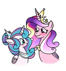 Size: 1280x1388 | Tagged: safe, artist:stellamoonshine, derpibooru import, princess cadance, princess flurry heart, pony, female, image, mother and child, mother and daughter, obtrusive watermark, older, png, simple background, transparent background, watermark
