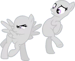 Size: 423x344 | Tagged: safe, artist:maddieadopts, derpibooru import, oc, unofficial characters only, earth pony, pegasus, pony, angry, bald, base, duo, earth pony oc, eyelashes, female, image, looking back, mare, pegasus oc, png, scared, simple background, suspicious, transparent background, underhoof, wings