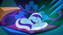 Size: 3840x2160 | Tagged: safe, artist:arifproject, artist:laszlvfx, derpibooru import, edit, minuette, pony, eyes closed, image, lying down, png, prone, sleeping, solo, wallpaper, wallpaper edit