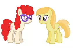 Size: 2305x1536 | Tagged: safe, artist:dangerousmare, derpibooru import, noi, twist, earth pony, pony, adult, base used, candy, candy cane, curly hair, curly mane, cute, cutie mark, duo, duo female, female, food, friends, glasses, image, lesbian, magnifying glass, mare, noiabetes, noitwist, older, older noi, older twist, png, shipping, simple background, smiling, smirk, twistabetes, white background