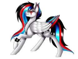 Size: 1600x1200 | Tagged: safe, artist:minelvi, derpibooru import, oc, unofficial characters only, pegasus, pony, bracelet, ear piercing, eye scar, eyelashes, image, pegasus oc, piercing, png, scar, simple background, smiling, solo, spiked wristband, transparent background, wings, wristband