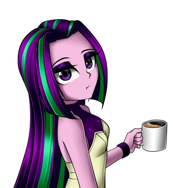 Size: 1200x1300 | Tagged: safe, artist:nekojackun, derpibooru import, aria blaze, equestria girls, coffee, coffee mug, image, jpeg, mug, sleeveless