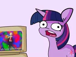 Size: 1984x1498 | Tagged: safe, artist:tjpones, derpibooru import, edit, twilight sparkle, computer, female, german, hallo aus berlin, image, meme, png, rolli, solo, twilight's computer