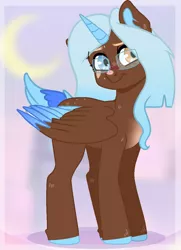 Size: 768x1060 | Tagged: safe, artist:ellis_sunset, derpibooru import, oc, unofficial characters only, alicorn, pony, alicorn oc, bandaid, colored hooves, freckles, glasses, heterochromia, horn, image, jpeg, smiling, solo, two toned wings, wings