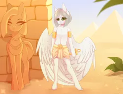 Size: 2808x2160 | Tagged: safe, derpibooru import, oc, oc:light knight, ankh, clothes, desert, egypt, egyptian, image, loincloth, png, pyramid