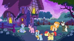 Size: 1136x640 | Tagged: safe, derpibooru import, bow hothoof, bright mac, cookie crumbles, hondo flanks, pear butter, windy whistles, pony, female, image, male, mare, png, stallion, vector, wife swap