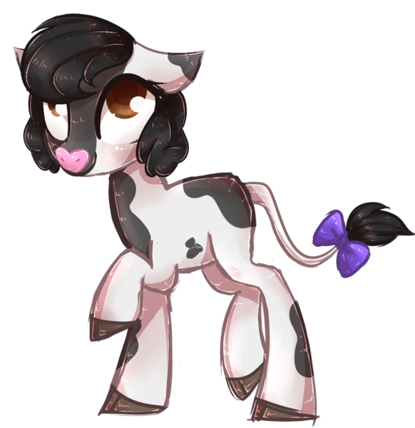 Size: 1046x1078 | Tagged: safe, artist:misspinka, derpibooru import, oc, oc:bluebell, cow, cow pony, cloven hooves, female, image, png, simple background, solo, transparent background