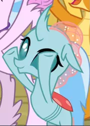 Size: 401x561 | Tagged: safe, derpibooru import, screencap, ocellus, changedling, changeling, school daze, bipedal, cropped, cute, diaocelles, image, png, smiling, solo focus
