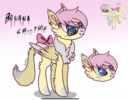 Size: 2132x1668 | Tagged: safe, artist:caramelbolt24, derpibooru import, oc, oc:banana smoothie, unofficial characters only, pegasus, pony, bow, bust, chest fluff, ear fluff, glasses, gradient background, image, jpeg, pegasus oc, signature, smiling, tail bow, two toned wings, wings