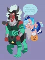 Size: 1543x2048 | Tagged: safe, artist:itoruna-the-platypus, derpibooru import, cozy glow, lord tirek, centaur, pegasus, pony, aquamarine (steven universe), clothes, costume, female, filly, image, jpeg, malachite (steven universe), male, nightmare night, nightmare night costume, steven universe