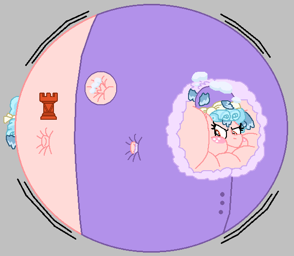 Size: 605x528 | Tagged: questionable, artist:theinflater19, derpibooru import, cozy glow, pony, blue hair, blushing, clothes, cozy blimp, female, hat, image, inflation, png, puffy cheeks, winter outfit