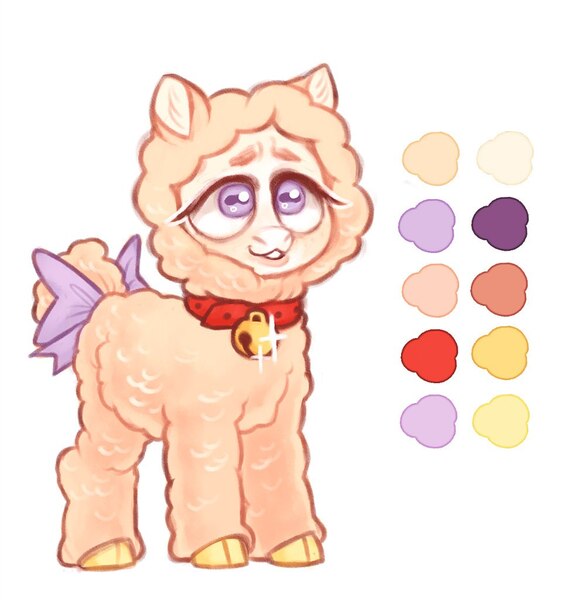 Size: 1004x1024 | Tagged: safe, derpibooru import, oc, unofficial characters only, pony, sheep, sheep pony, bow, cloven hooves, collar, image, jpeg, reference sheet, solo, tail bow