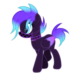 Size: 1800x1800 | Tagged: safe, artist:ponkus, derpibooru import, oc, oc:rad blast, unofficial characters only, pegasus, pony, fallout equestria, choker, female, image, mare, mask, png, simple background, solo, transparent background, two toned wings, wings