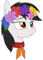 Size: 777x1067 | Tagged: safe, artist:lonebigcity, derpibooru import, oc, oc:ikar syntin soyuz, unofficial characters only, pegasus, pony, female, floral head wreath, flower, image, png, simple background, solo, transparent background