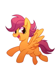 Size: 3120x4160 | Tagged: safe, artist:yaaaco, derpibooru import, scootaloo, pegasus, pony, blank flank, cute, cutealoo, female, filly, flying, high res, image, open mouth, png, scootaloo can fly, simple background, solo, transparent background