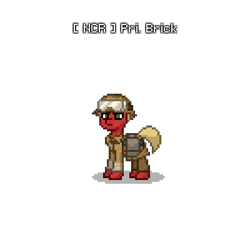 Size: 400x400 | Tagged: safe, derpibooru import, oc, oc:brick, earth pony, pony, fallout equestria, ashes town, clothes, image, male, military uniform, ncr, pixel art, png, solo, stallion, uniform