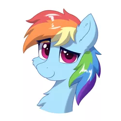 Size: 970x970 | Tagged: safe, artist:mercurysparkle, derpibooru import, editor:dashiswaifu69, rainbow dash, pegasus, pony, bedroom eyes, cheek fluff, chest fluff, ear fluff, female, image, looking at you, mare, png, simple background, smiling, solo, white background