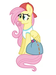 Size: 899x1200 | Tagged: safe, artist:froyo15sugarblast, derpibooru import, fluttershy, pegasus, pony, 90s grunge fluttershy, backwards ballcap, baseball cap, bubblegum, cap, female, food, gum, hat, image, mare, png, simple background, sitting, white background