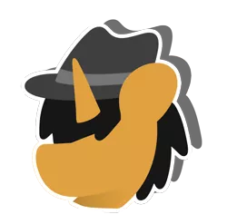 Size: 1078x1065 | Tagged: safe, artist:kaokraft, derpibooru import, oc, oc:kaokraft, pony, unicorn, black mane, clothes, fedora, hair over one eye, hat, icon, image, jacket, minimalist, modern art, png