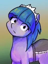 Size: 1495x1993 | Tagged: safe, artist:nullpotower, derpibooru import, tote bag (character), earth pony, pony, female, gradient background, head tilt, image, jpeg, looking at you, mare, solo
