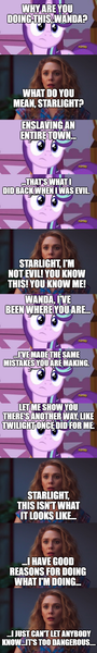 Size: 500x3346 | Tagged: safe, derpibooru import, edit, edited screencap, screencap, starlight glimmer, comic, image, implied twilight sparkle, marvel cinematic universe, png, scarlet witch, screencap comic, wandavision