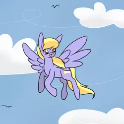 Size: 1280x1280 | Tagged: safe, artist:kaggy009, derpibooru import, cloud kicker, pegasus, pony, cloud, female, flying, image, mare, png, solo