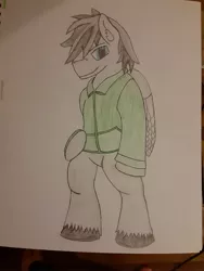 Size: 2448x3264 | Tagged: safe, artist:silver_circuit, derpibooru import, oc, oc:silver circuit, unofficial characters only, pegasus, pony, semi-anthro, image, jpeg, male, solo, stallion, traditional art, unshorn fetlocks